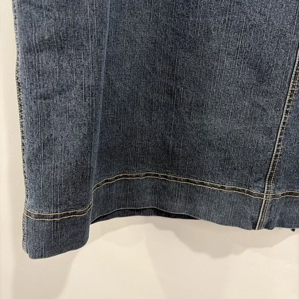 VTG Y2K SWAK Jeans Denim Maxi Skirt Womens 20 Dark Wash Utility Cargo Long
